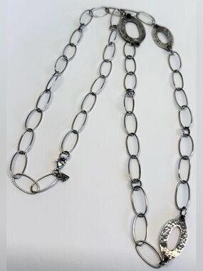 Silpada 34” Sterling Silver Hammered Oval Long Link Necklace